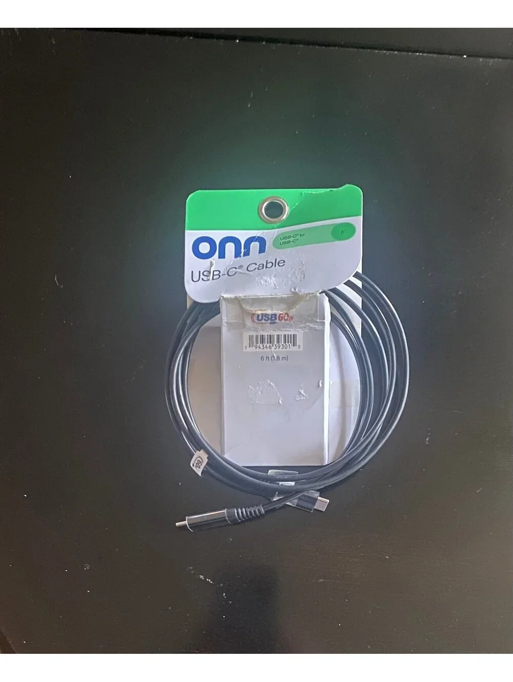 Onn 6ft USBC-C to USBC-C Charging Cable Black